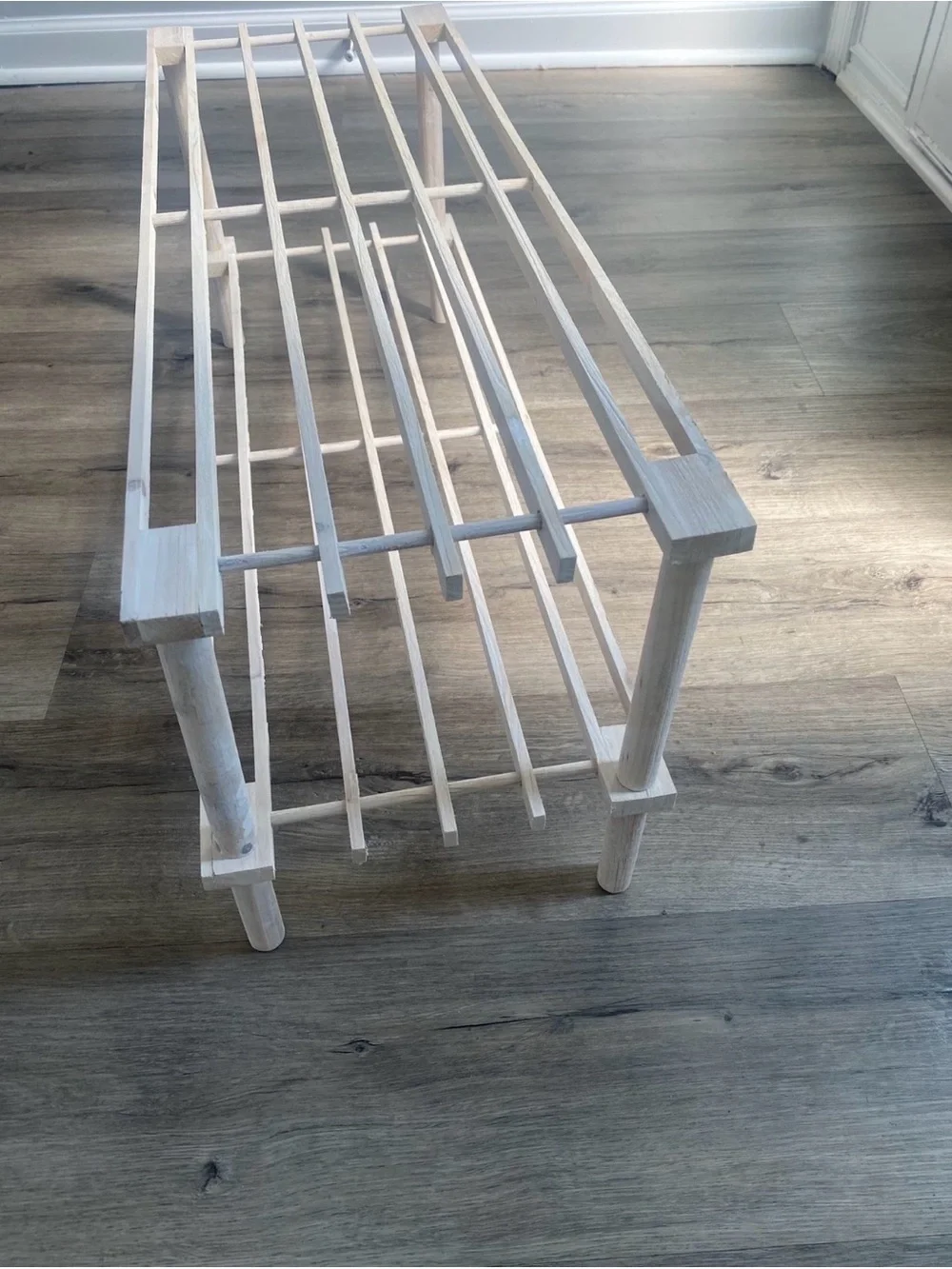 Wooden 2-Tier Shoe Rack Bench - Home Storage & Organization